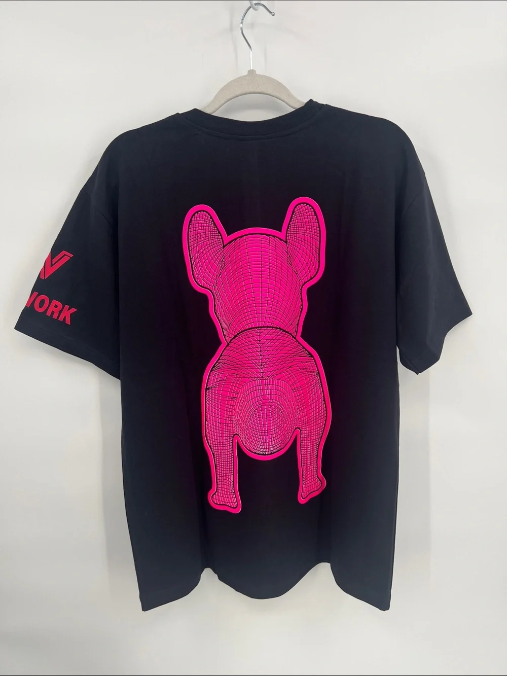 Life Work Hideaway Black T-Shirt with Hot Pink French Bulldog Graphic